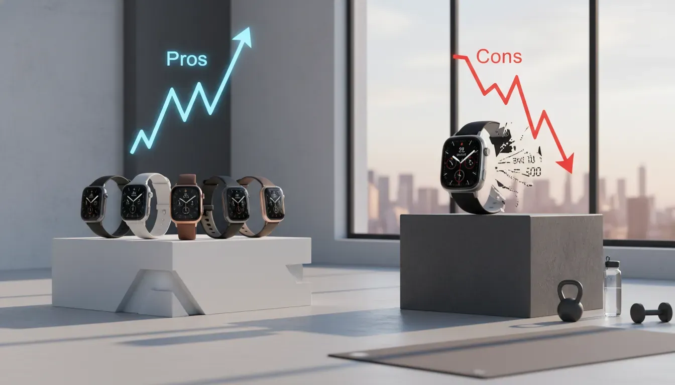 Detailed breakdown showing the pros and cons of smart watches for fitness tracking