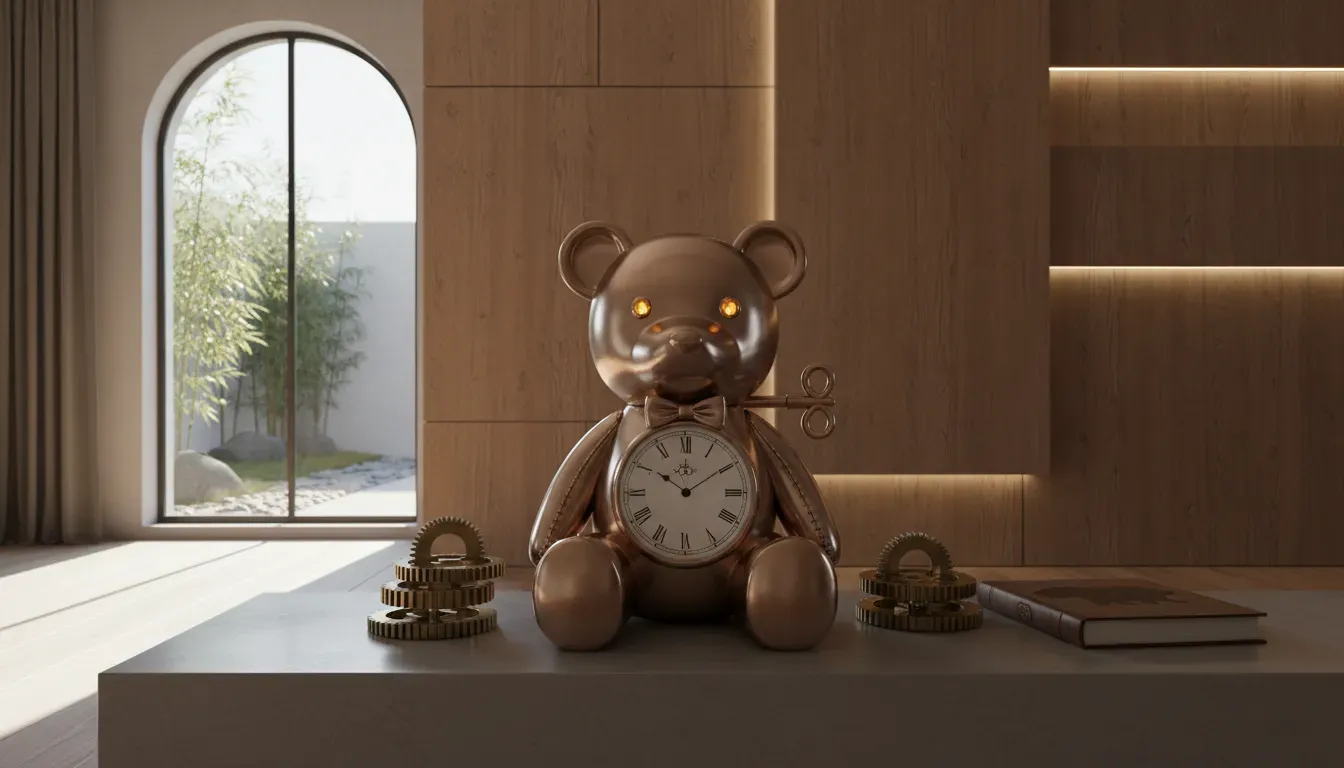 A classic bear-themed timepiece representing literal teddy watches